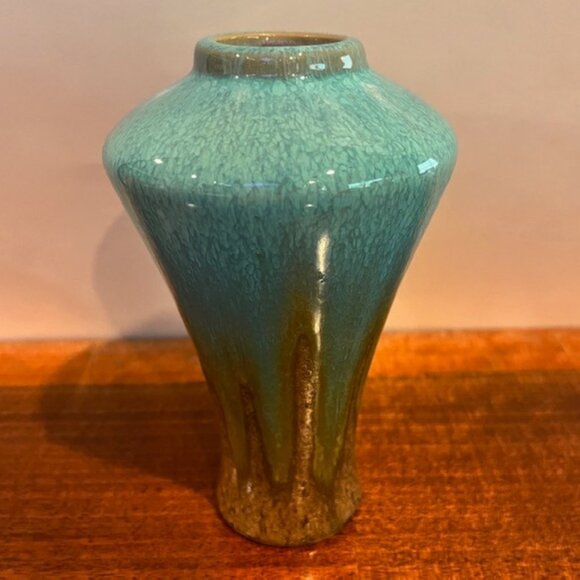Blue Brown Drip Glaze Pottery Vase - Picture 1 of 7